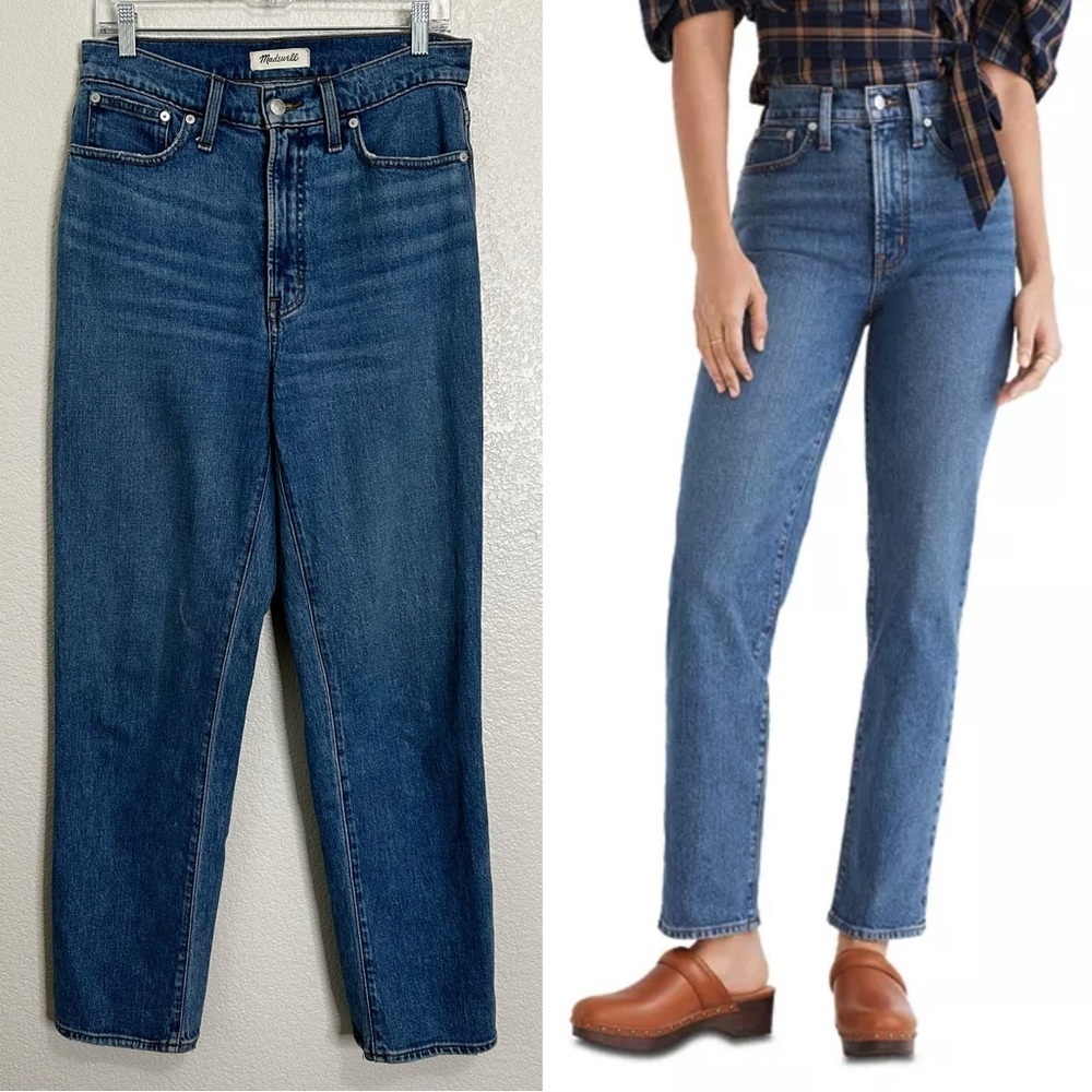 Madewell The Perfect Vintage Straight Blue Wash Jeans, Size 28